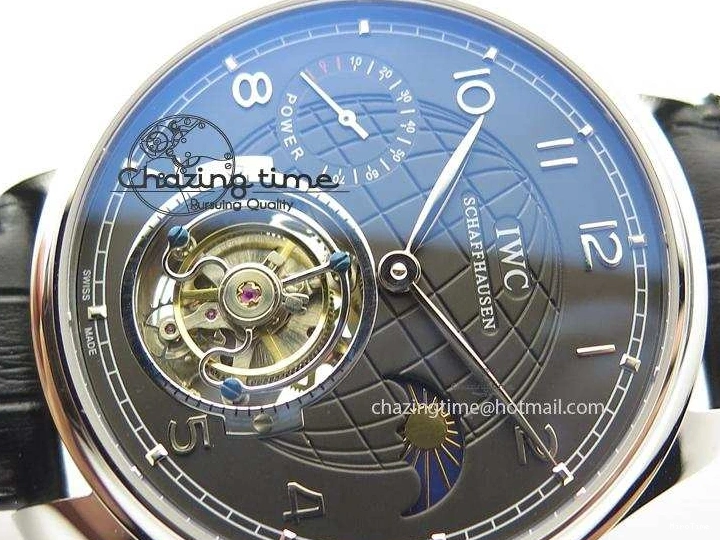 MIROTIME 0419 Portuguese Tourbillon Power Reserve Moonphase SS Black Dial On Black Leather Strap TechFriendly 7321